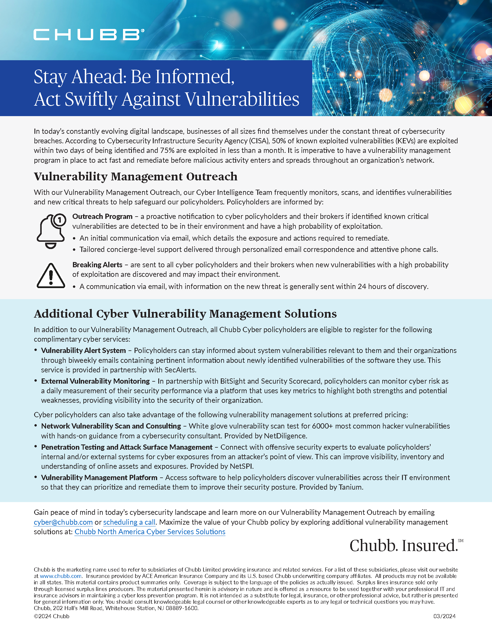 Chubb: Chubb Cyber Vulnerability Outreach