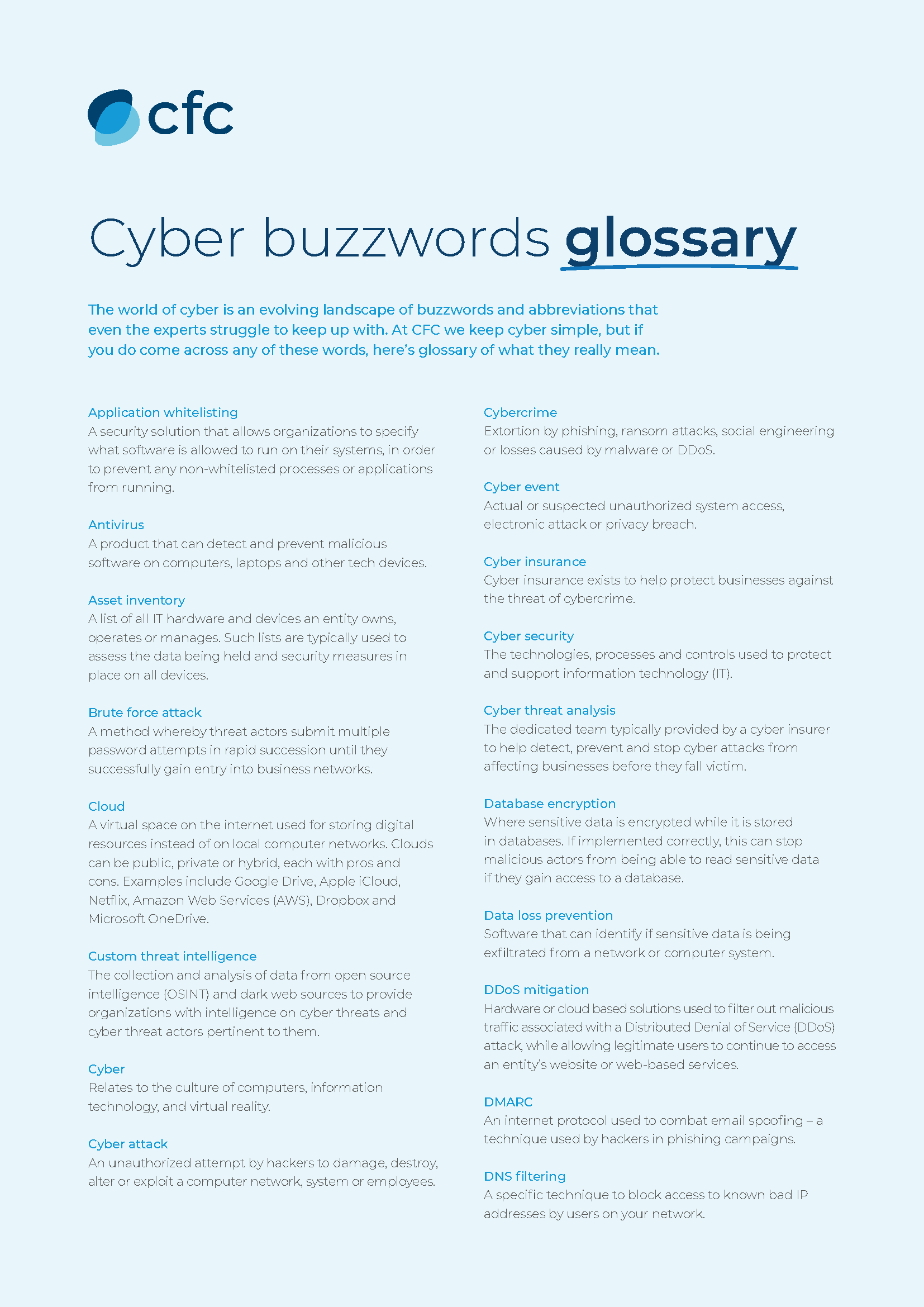 CFC Cyber Insurance: Cyber Buzzwords Glossary