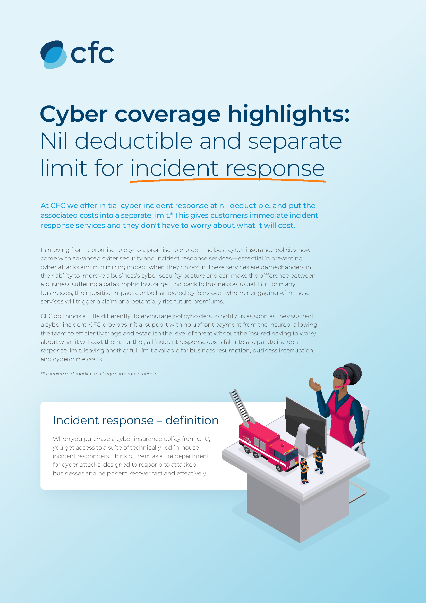 CFC Cyber Insurance: Cyber Coverage Highlights - Nil Deductible and Separate Limit for Incident Response