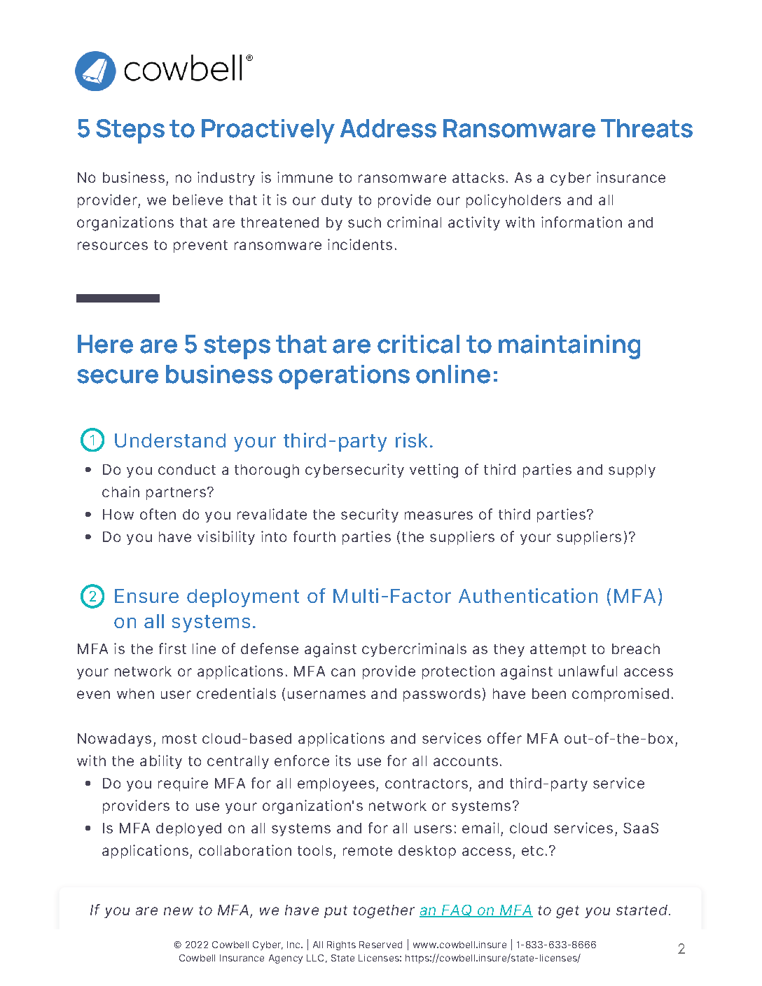 Cowbell Cyber: 5 Steps to Address Ransomware Threats