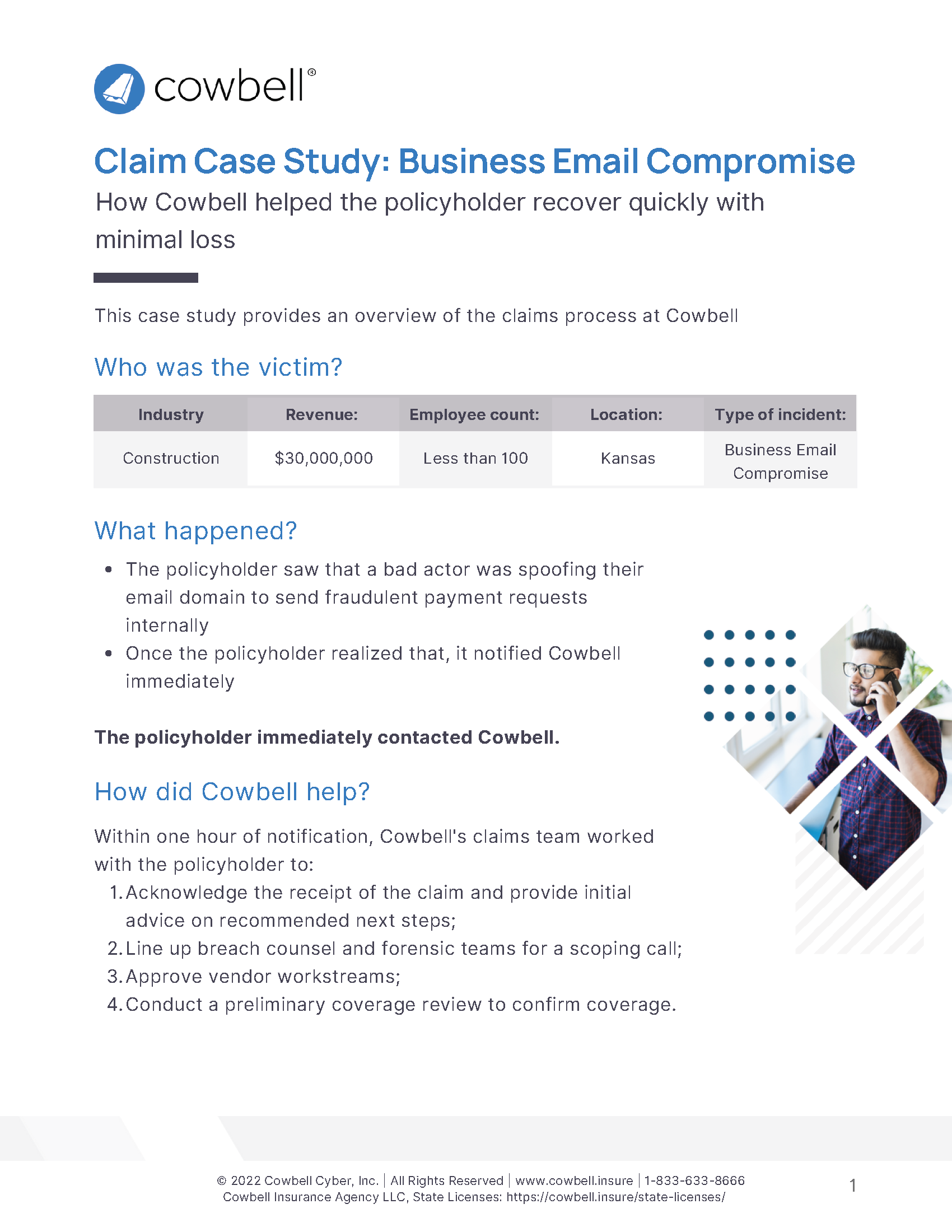 Cowbell Cyber: Case Study - Business Email Compromise