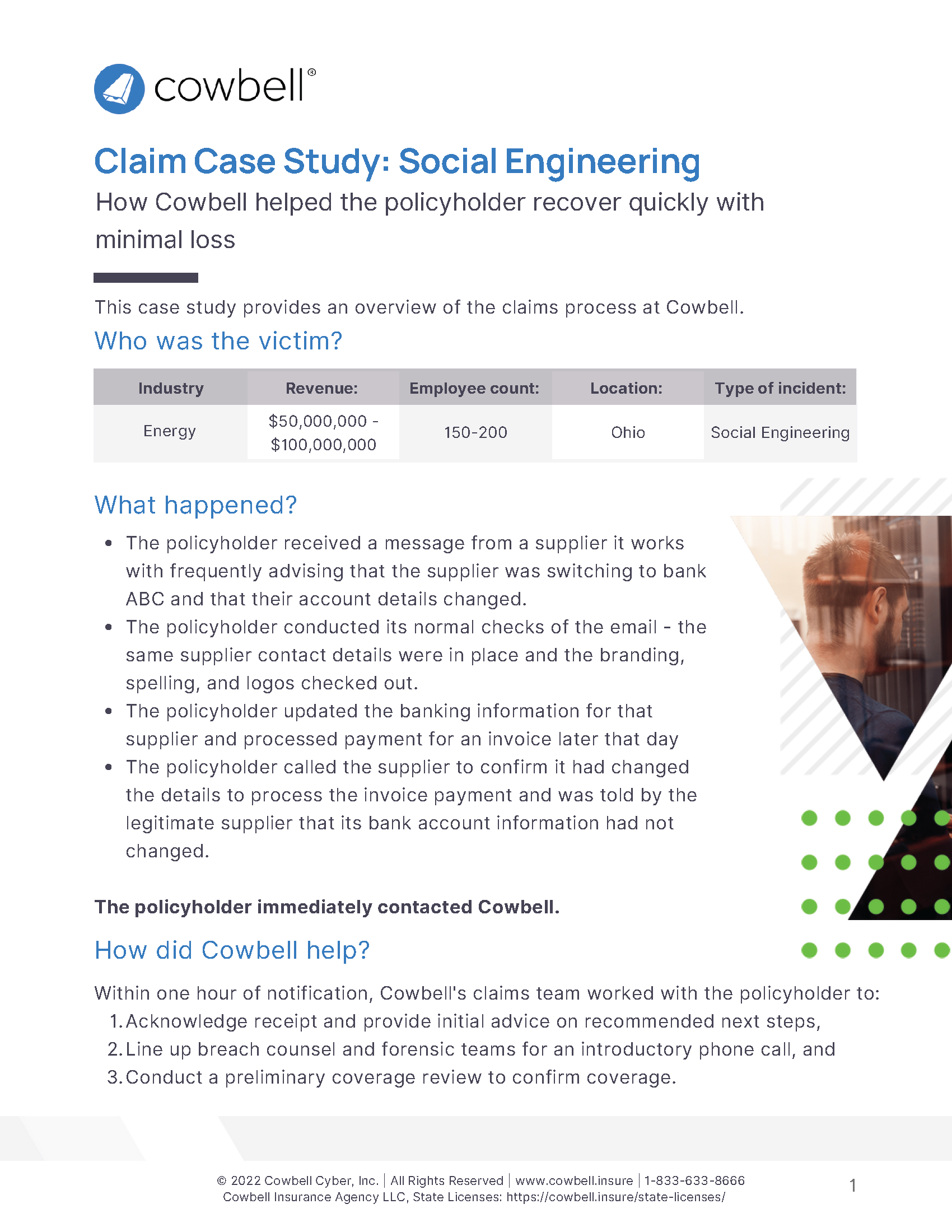 Cowbell Cyber: Case Study - Social Engineering