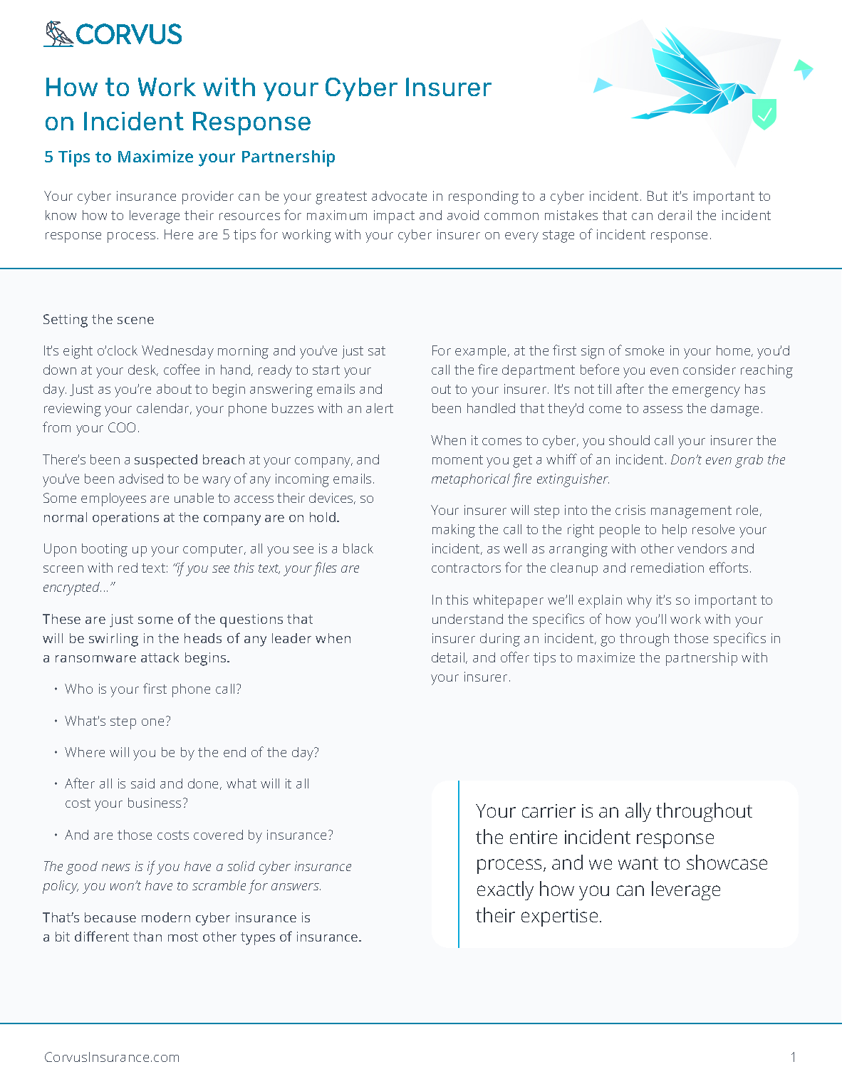 Corvus Insurance | How to Respond to a Cyber Incident