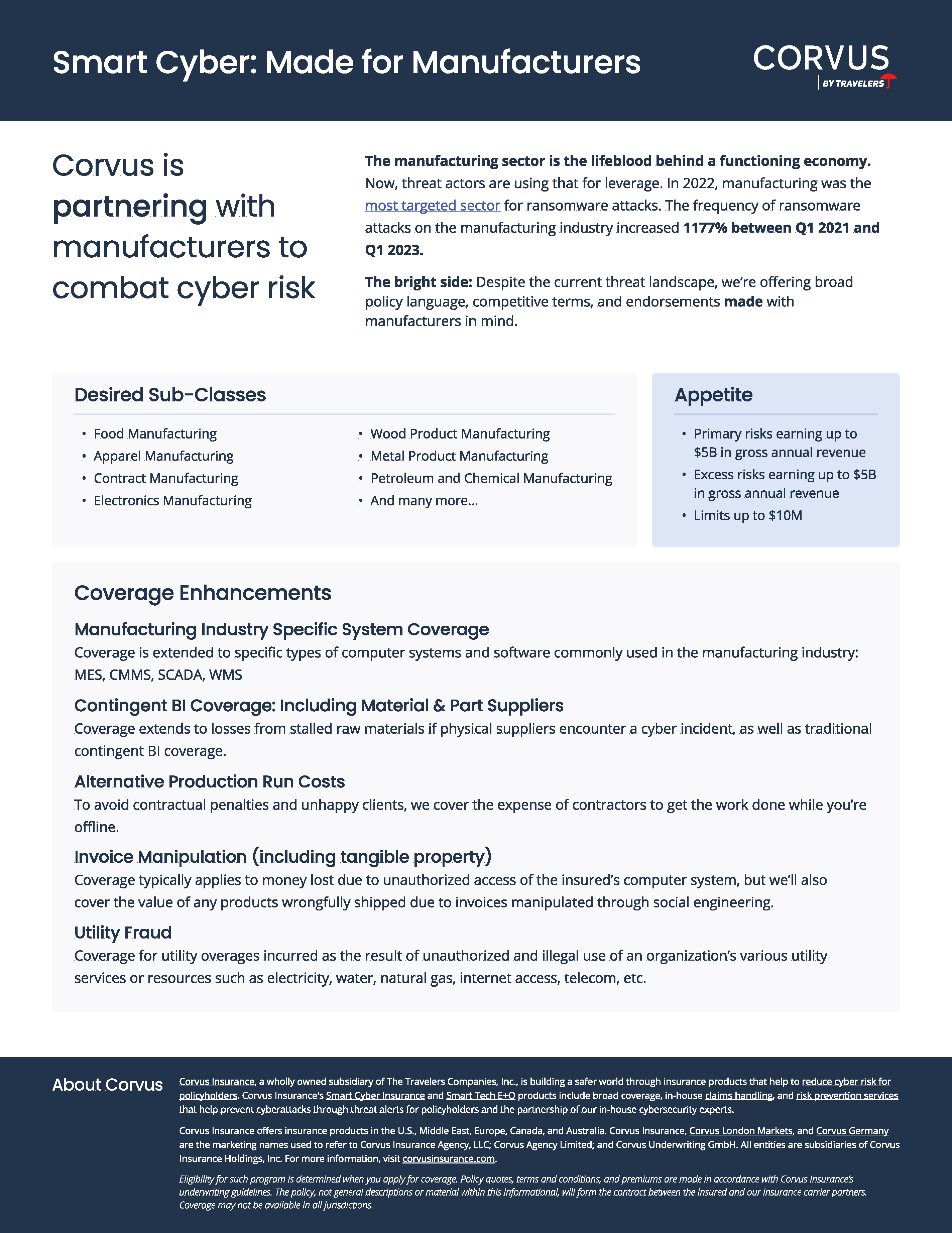 Corvus Insurance | Smart Cyber Manufacturing Industry