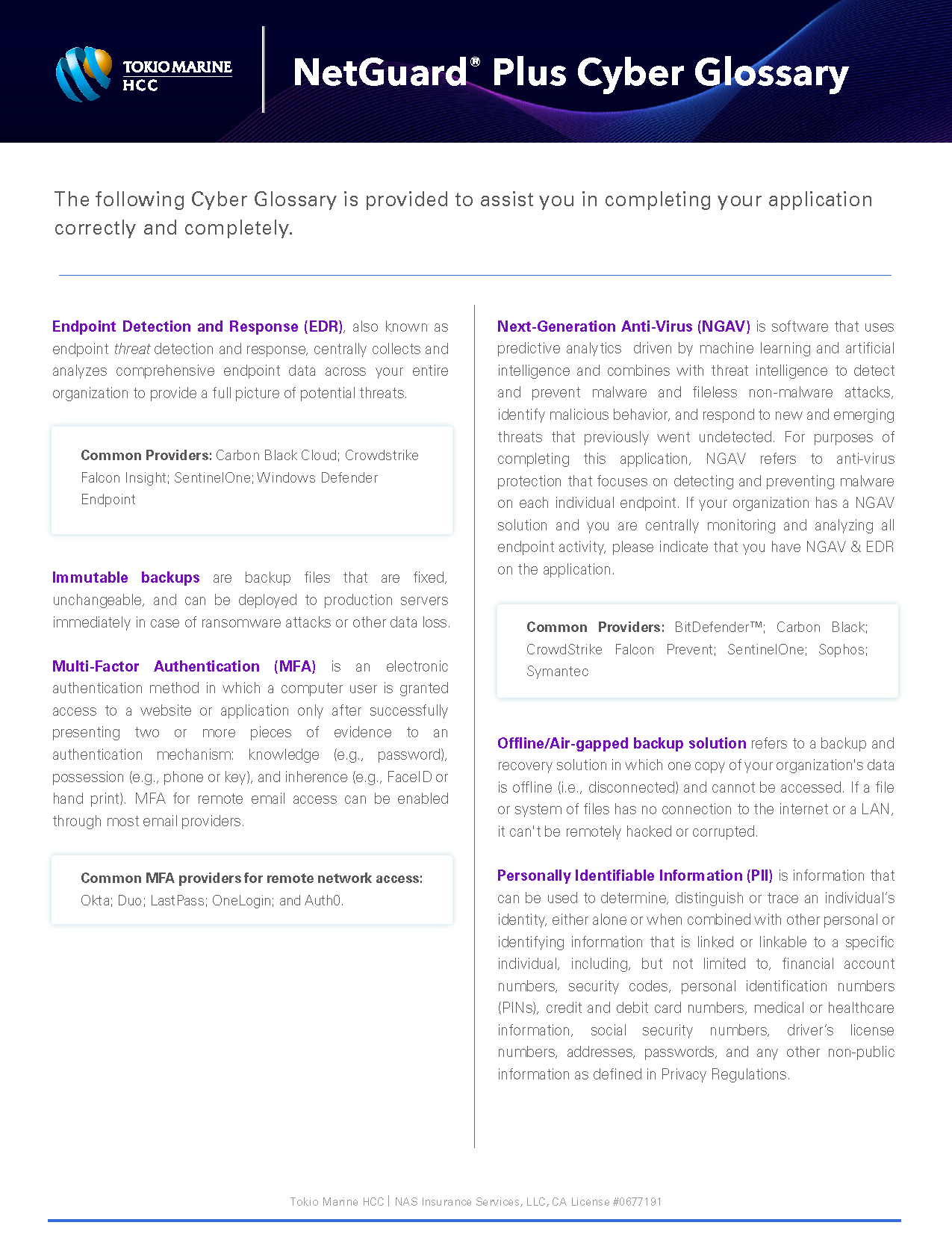 Tokio Marine HCC | NetGuard Plus Cyber Glossary